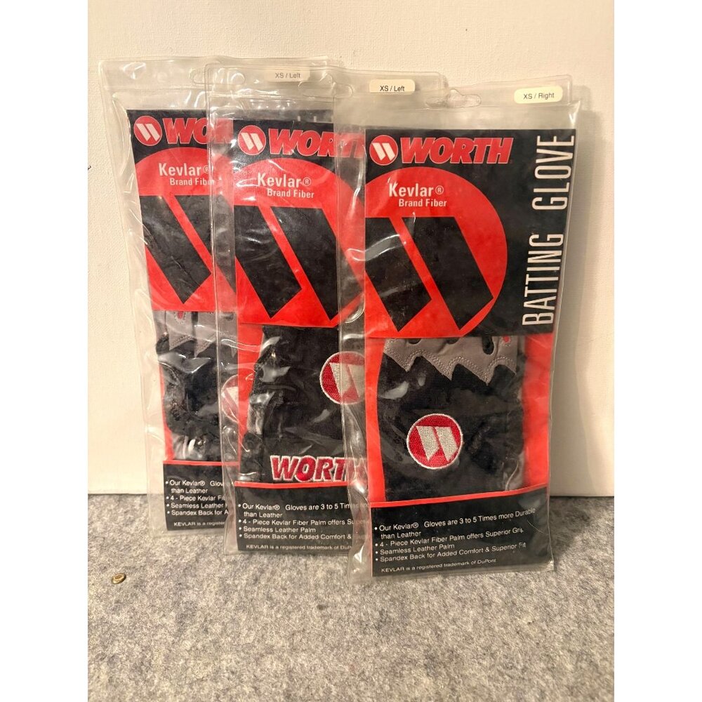 3 Worth Kevlar Batting Gloves 2xs Left, 1xs Right  # 3226